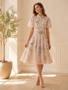 Lavender Floral Midi Dress
